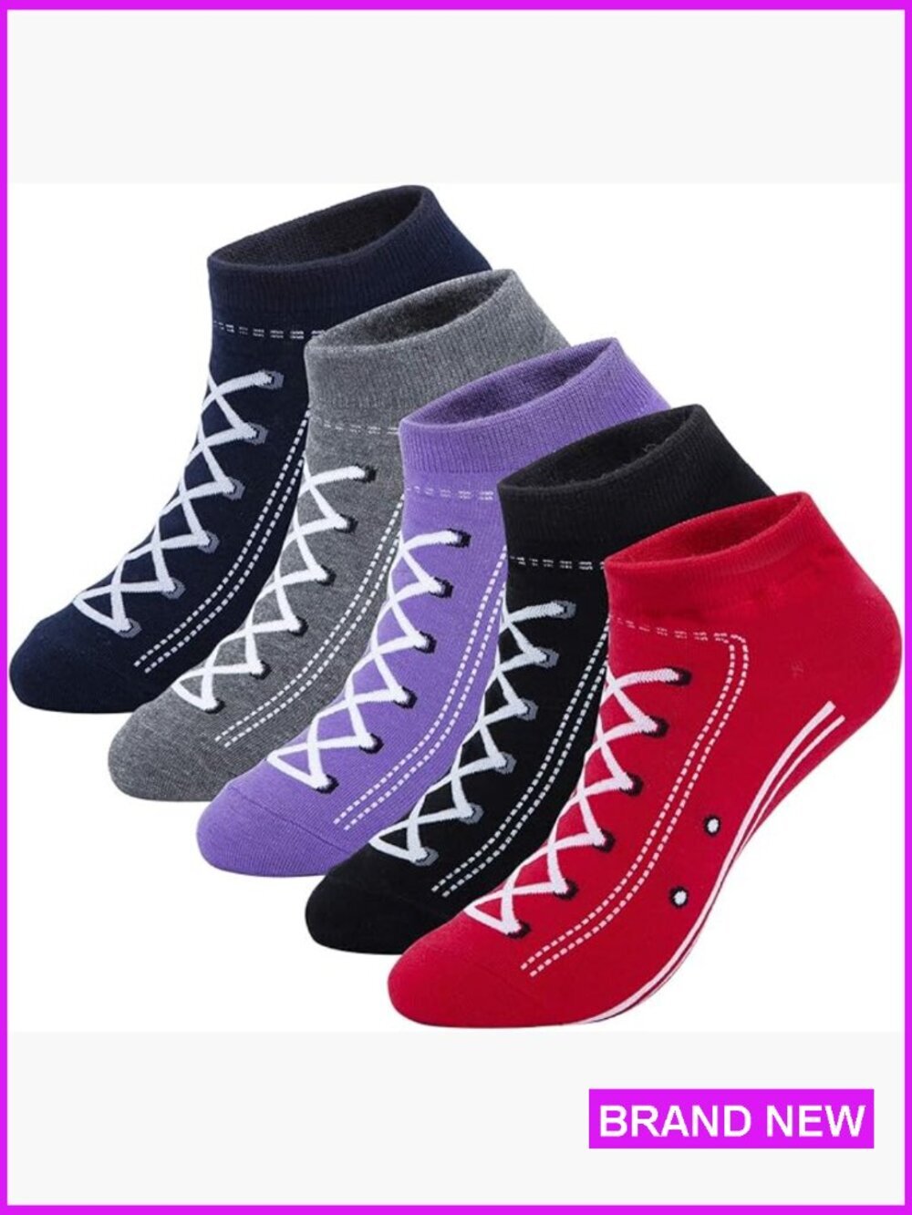 5 Pairs Low Cut Cotton Novelty Socks Fun Gifts for Teen Girls Size 6-10